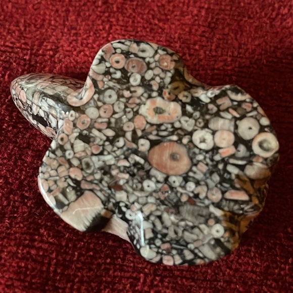 Vtg Crinoid Fossil Carved Turtle Sculpture, Small Paperweight, Collectable Stone - Picture 3 of 5